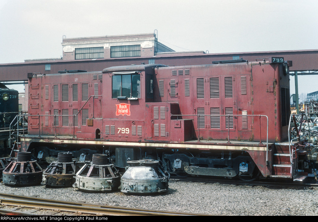 CRIP 799, Davenport 112-tonner, DE110, used trade-in locomotive at the GE Locomotive Plant